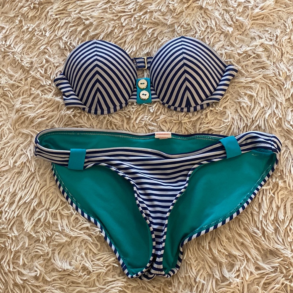 Strapless Blue and white Nautical bikini